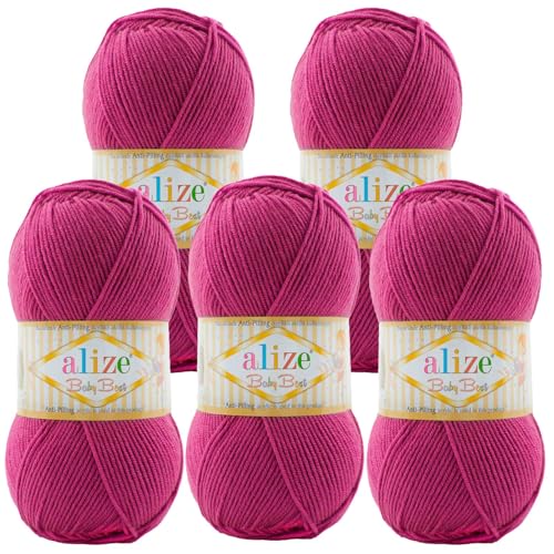 5 x 100g Strickgarn ALIZE Baby Best uni Babywolle Wolle Antipilling 44 Farben, Farbe:171 fuchsia 5 x 100g Strickgarn ALIZE Baby Best uni Babywolle Wolle Antipilling 44 Farben, Farbe:171 fuchsia von maDDma