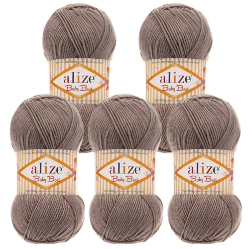 5 x 100g Strickgarn ALIZE Baby Best uni Babywolle Wolle Antipilling 44 Farben, Farbe:534 hellbraun 5 x 100g Strickgarn ALIZE Baby Best uni Babywolle Wolle Antipilling 44 Farben, Farbe:534 hellbraun von maDDma