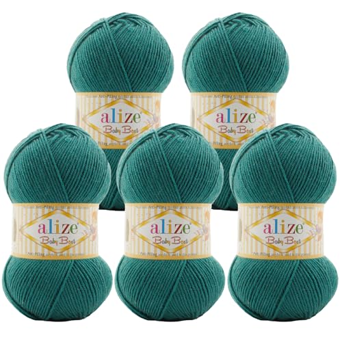 5 x 100g Strickgarn ALIZE Baby Best uni Babywolle Wolle Antipilling 44 Farben, Farbe:847 waldgrün 5 x 100g Strickgarn ALIZE Baby Best uni Babywolle Wolle Antipilling 44 Farben, Farbe:847 waldgrün von maDDma
