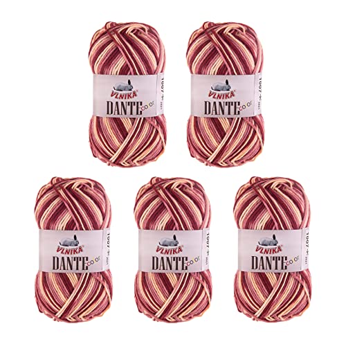 5 x 100g Strickgarn Dante Uni und Color Häkelgarn Handstrickgarn Wolle weich Farbwahl, Farbe:1007 creme-altrosa-weinrot 5 x 100g Strickgarn Dante Uni und Color Häkelgarn Handstrickgarn Wolle weich Farbwahl, Farbe:1007 creme-altrosa-weinrot von maDDma