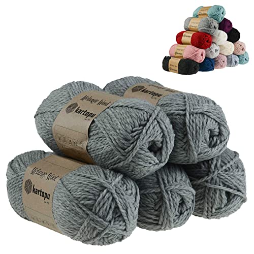 5 x 100g Strickgarn Kartopu Melange Wool Strick-Wolle Garn Häkelgarn Wolle Farbwahl, Farbe:K1002 mittelgrau meliert 5 x 100g Strickgarn Kartopu Melange Wool Strick-Wolle Garn Häkelgarn Wolle Farbwahl, Farbe:K1002 mittelgrau meliert von maDDma