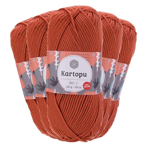5 x 100g Strickgarn Kartopu NO:1 Wolle Anti Pilling Effekt Oeko-Tex zertifiziert Wolle Farbwahl, Farbe:K1210 dunkelorange 5 x 100g Strickgarn Kartopu NO:1 Wolle Anti Pilling Effekt Oeko-Tex zertifiziert Wolle Farbwahl, Farbe:K1210 dunkelorange von maDDma