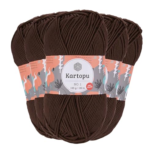 5 x 100g Strickgarn Kartopu NO:1 Wolle Anti Pilling Effekt Oeko-Tex zertifiziert Wolle Farbwahl, Farbe:K890 schokobraun 5 x 100g Strickgarn Kartopu NO:1 Wolle Anti Pilling Effekt Oeko-Tex zertifiziert Wolle Farbwahl, Farbe:K890 schokobraun von maDDma