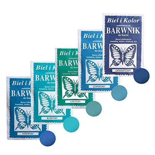 5 x 10g Batikfarbe Textilfarbe Stofffarbe färben, bitte Farbmix wählen, Farbe:Blautöne von maDDma