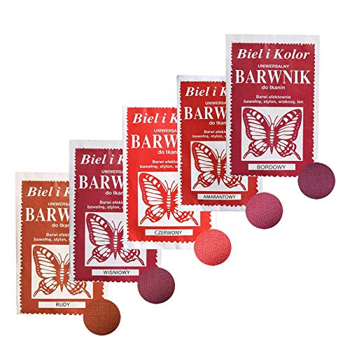 5 x 10g Batikfarbe Textilfarbe Stofffarbe färben, bitte Farbmix wählen, Farbe:Rottöne von maDDma