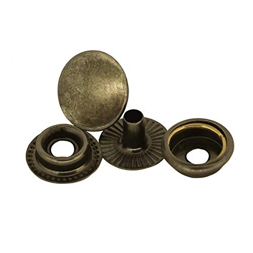 50 Stk Druckknopf Set rund Ring-Feder Verschlüsse Schnappknopf Metall Größen- /Farbwahl, Farbe:altmessing, Größe:12.5mm von maDDma