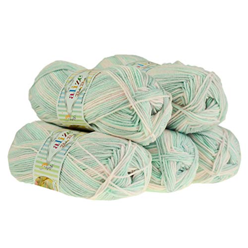 500g Baby-Wolle Strickgarn ALIZE Baby Best Batik Antipilling, unterschiedliche Farben, Farbe:6623 von maDDma