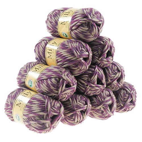 500g Filzwolle Milly Wolle zum Strickfilzen 100% Schurwolle, große Farbwahl, Farbe:9236 beige-brombeer von maDDma