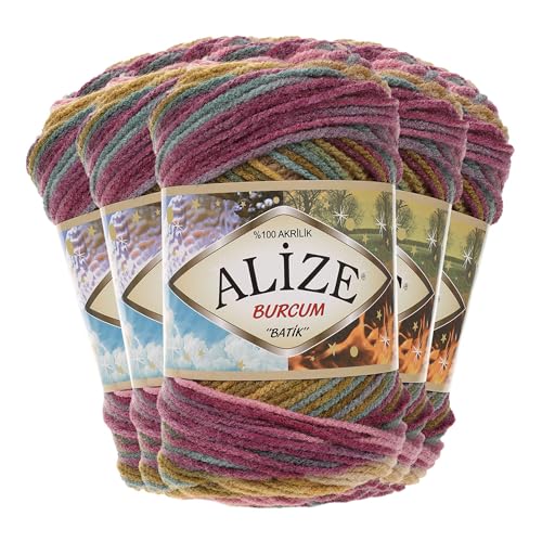500g Strick-Garn ALIZE BURCUM Batik Strick-Wolle Handstrickgarn, Farbe wählbar, Farbe:4341 - lila-blau-grün von maDDma