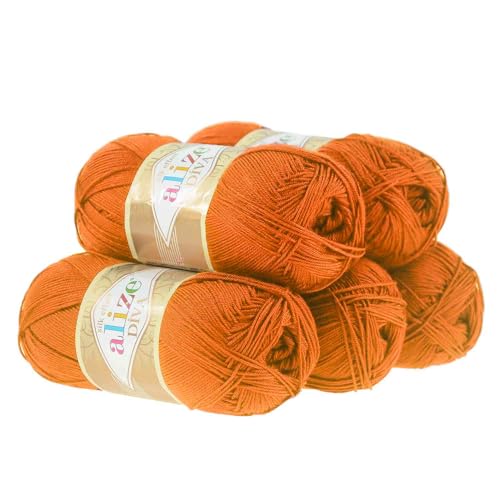 500g Strickgarn ALIZE DIVA - Häkelgarn Wolle Sommer Stricken Häkeln, Farbe:120 hellorange 500g Strickgarn ALIZE DIVA - Häkelgarn Wolle Sommer Stricken Häkeln, Farbe:120 hellorange von maDDma