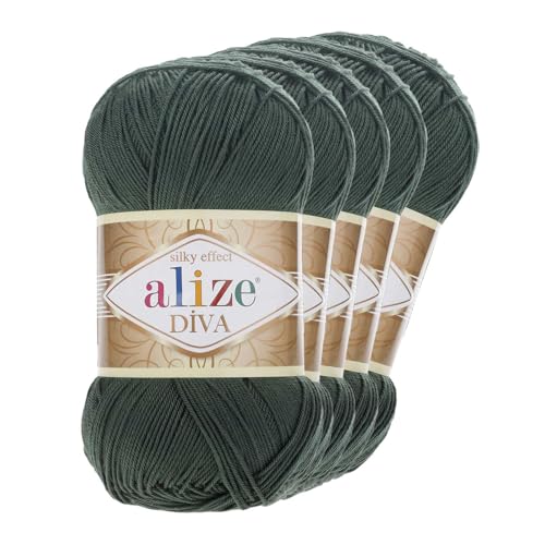 500g Strickgarn ALIZE DIVA - Häkelgarn Wolle Sommer Stricken Häkeln, Farbe:131 khaki von maDDma