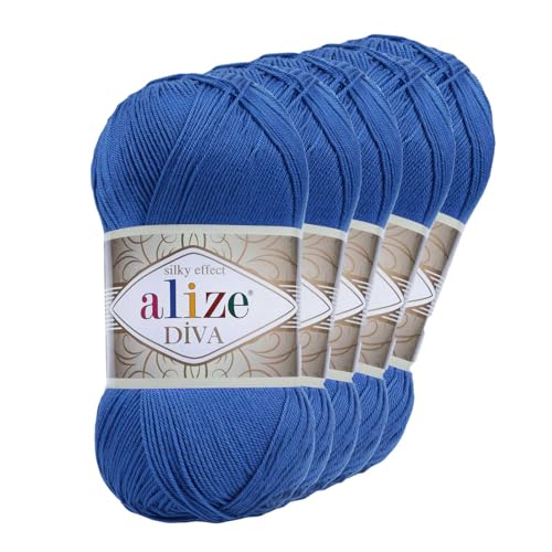 500g Strickgarn ALIZE DIVA - Häkelgarn Wolle Sommer Stricken Häkeln, Farbe:132 königsblau von maDDma