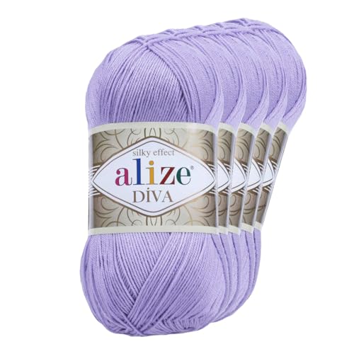 500g Strickgarn ALIZE DIVA - Häkelgarn Wolle Sommer Stricken Häkeln, Farbe:158 violett von maDDma