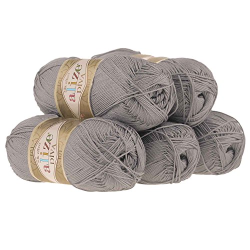 500g Strickgarn ALIZE DIVA - Häkelgarn Wolle Sommer Stricken Häkeln, Farbe:348 rauchgrau 500g Strickgarn ALIZE DIVA - Häkelgarn Wolle Sommer Stricken Häkeln, Farbe:348 rauchgrau von maDDma