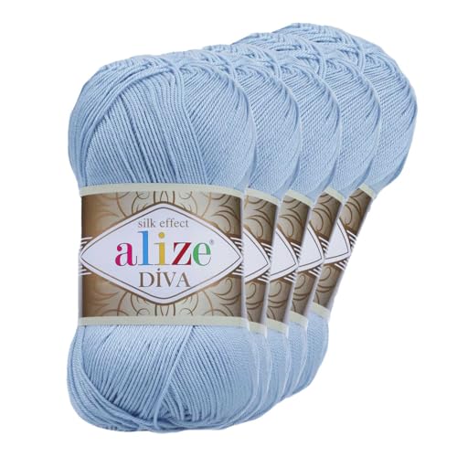 500g Strickgarn ALIZE DIVA - Häkelgarn Wolle Sommer Stricken Häkeln, Farbe:350 sea blue blau von maDDma