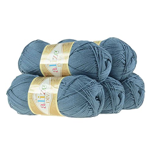 500g Strickgarn ALIZE DIVA - Häkelgarn Wolle Sommer Stricken Häkeln, Farbe:353 indigo-blau 500g Strickgarn ALIZE DIVA - Häkelgarn Wolle Sommer Stricken Häkeln, Farbe:353 indigo-blau von maDDma
