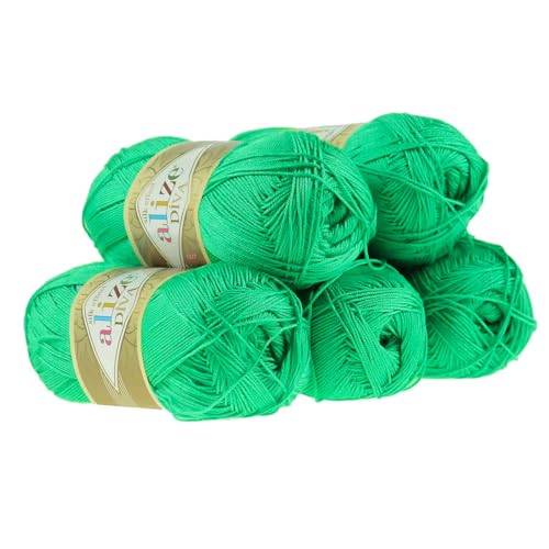 500g Strickgarn ALIZE DIVA - Häkelgarn Wolle Sommer Stricken Häkeln, Farbe:778 apfel von maDDma