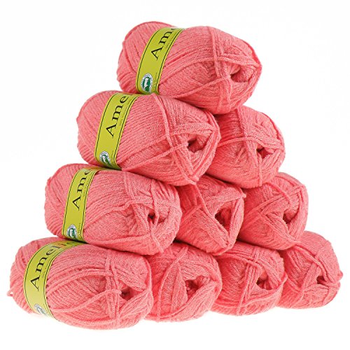 500g Strickgarn AMELIE Strick-Wolle Handstrickgarn Baby Kinder waschbar, Farbe:koralle von maDDma