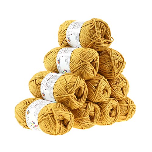 500g Strickgarn Linen Touch Baumwolle Leinen Häkelgarn Wolle Farbauswahl, Farbe:190 gelb von maDDma