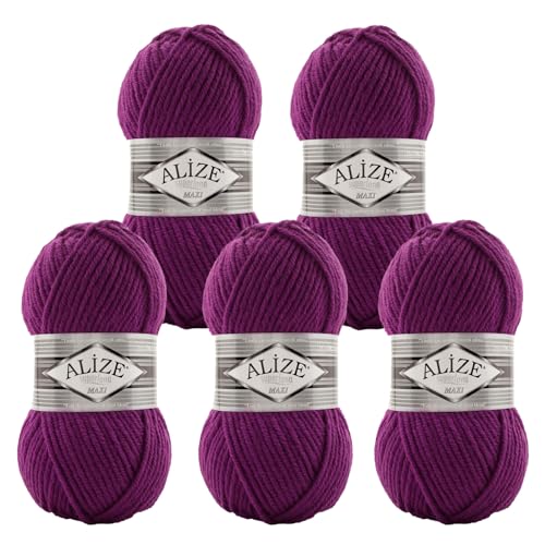 500g Strickgarn Strickwolle Alize Superlana Maxi 25% Wolle, Farbwahl, Farbe:209 fuchsia von maDDma