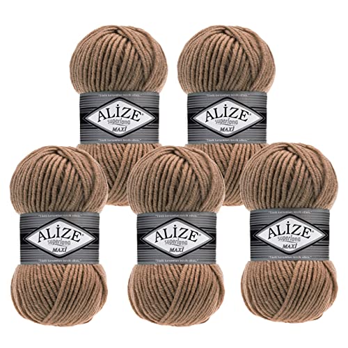 500g Strickgarn Strickwolle Alize Superlana Maxi 25% Wolle, Farbwahl, Farbe:466 camel von maDDma