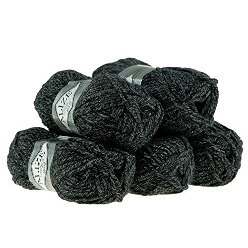 500g Strickgarn Strickwolle Alize Superlana Maxi 25% Wolle, Farbwahl, Farbe:800 anthrazit meliert von maDDma