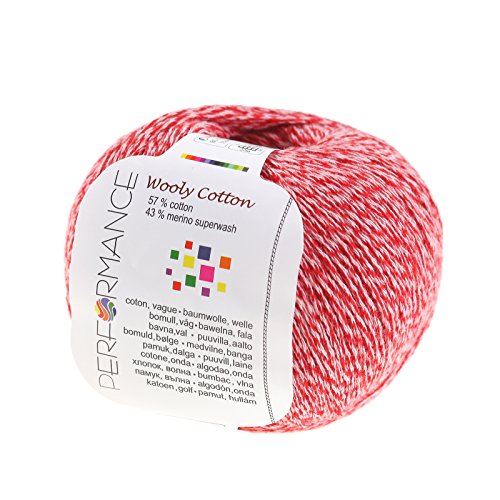 500g Strickgarn Wooly Cotton Baumwolle m. 43% Merino-Wolle veredelt Naturgarn, Farbe:rot von maDDma
