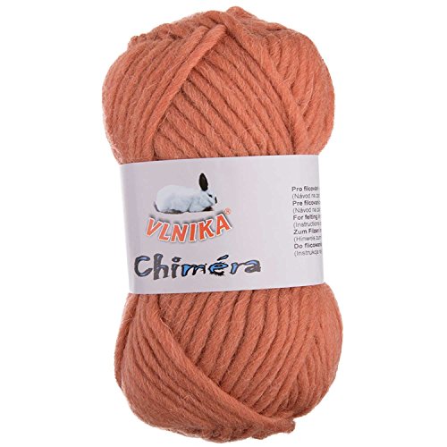 50g Filzwolle CHIMERA, Wolle zum Strickfilzen, Farbauswahl, Farbe:terracotta von maDDma