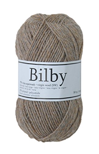 50g Sockenwolle Bilby Landliebe 4-fädig Strumpfstrickgarn, Farbauswahl, Farbe:sand - grau meliert von maDDma