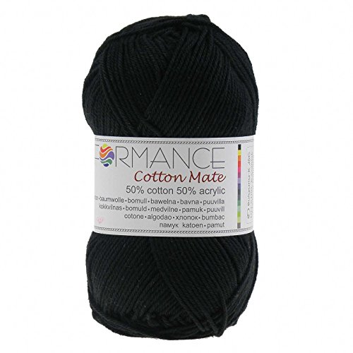 50g Strickgarn Cotton Mate Baumwolle Häkelgarn Wolle Farbauswahl, Farbe:603 schwarz von maDDma