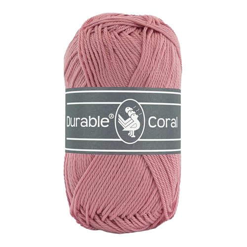 50g Strickgarn Häkelgarn Durable Coral Uni Baumwollgarn Sommergarn 90 Farben, Farbe:224 altrosa von maDDma