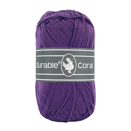 50g Strickgarn Häkelgarn Durable Coral Uni Baumwollgarn Sommergarn 90 Farben, Farbe:271 dunkellila 50g Strickgarn Häkelgarn Durable Coral Uni Baumwollgarn Sommergarn 90 Farben, Farbe:271 dunkellila von maDDma