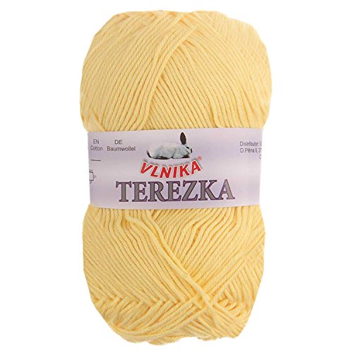 50g Strickgarn Häkelgarn Terezka 100% Baumwolle Baumwollgarn Baumwollstrickgarn, Farbe:gelb von maDDma