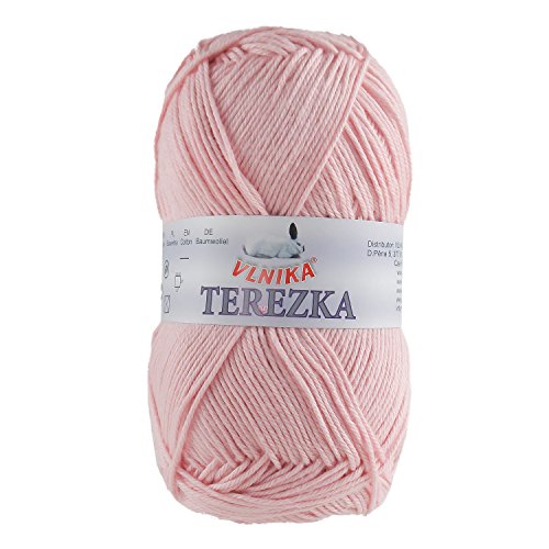 50g Strickgarn Häkelgarn Terezka 100% Baumwolle Baumwollgarn Baumwollstrickgarn, Farbe:rosa von maDDma