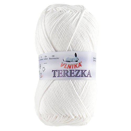 50g Strickgarn Häkelgarn Terezka 100% Baumwolle Baumwollgarn Baumwollstrickgarn, Farbe:weiß 50g Strickgarn Häkelgarn Terezka 100% Baumwolle Baumwollgarn Baumwollstrickgarn, Farbe:weiß von maDDma