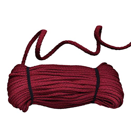 50m Baumwoll-Kordel geflochten 5mm Baumwoll-Schnur Bekleidungskordel Farbwahl, Farbe:weinrot von maDDma