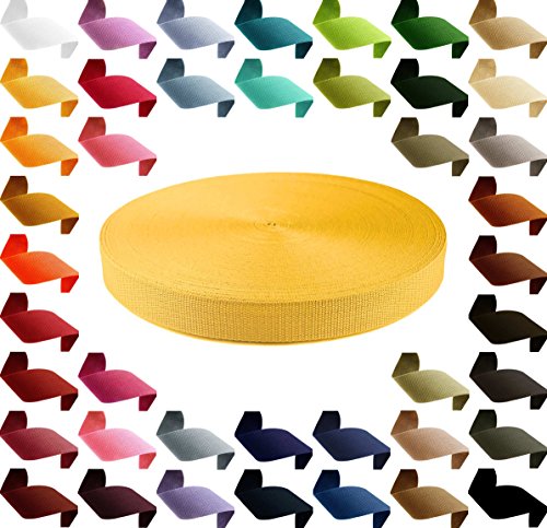 50m PP Gurtband, Polypropylen, 20mm breit, 1,3mm stark, Farbwahl 40 Farben, Gurtband:844 dunkelgelb von maDDma