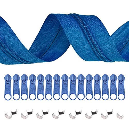 5m Endlos-Reißverschluss 3mm mit 10 Zippern und 15 Endstücke freie Farbwahl, Farbe:918 königsblau von maDDma