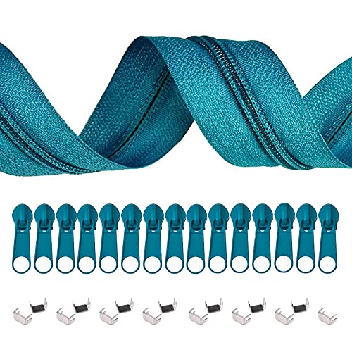 5m Endlos-Reißverschluss 3mm mit 10 Zippern und 15 Endstücke freie Farbwahl, Farbe:S207 aquamarin von maDDma