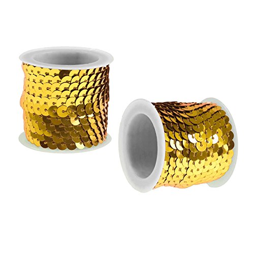 5m Paillettenband 6mm, Farbwahl - Band Paillettenkette Karneval Bauchtanz Pailletten, Farbe:gold von maDDma