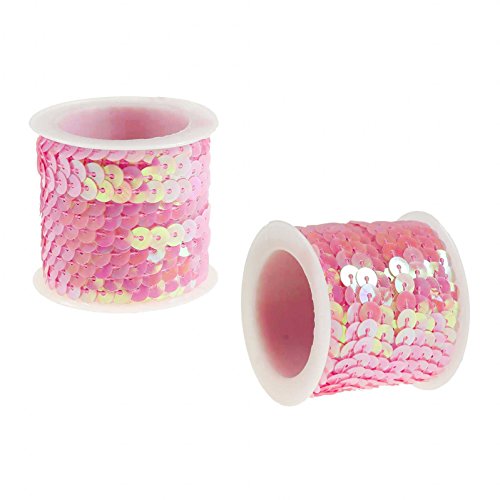 5m Paillettenband 6mm irisierend Farbwahl - Band Paillettenkette Karneval nähen, Farbe:pink von maDDma