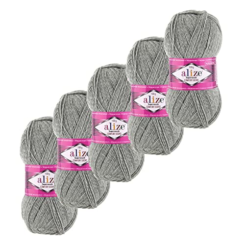 5x100g Sockenwolle Superwash Comfort 4-fädig Schurwolle Strumpfstrickgarn Farbauswahl, Farbe:21 hellgrau meliert 5x100g Sockenwolle Superwash Comfort 4-fädig Schurwolle Strumpfstrickgarn Farbauswahl, Farbe:21 hellgrau meliert von maDDma