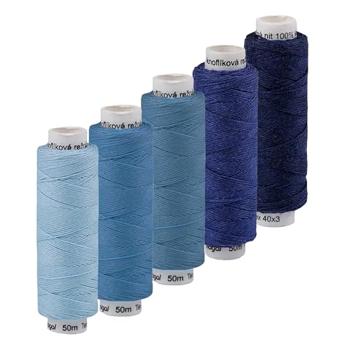 5x50m Leinen Garn Leinenzwirn Flachs Nähfaden robust strapazierfähig Farbwahl, Farbe:Blautöne 5x50m Leinen Garn Leinenzwirn Flachs Nähfaden robust strapazierfähig Farbwahl, Farbe:Blautöne von maDDma