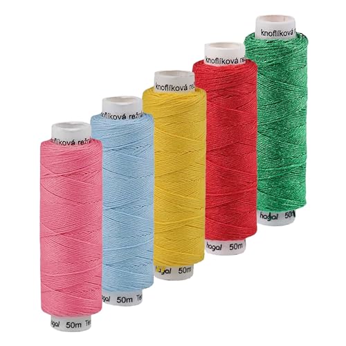 5x50m Leinen Garn Leinenzwirn Flachs Nähfaden robust strapazierfähig Farbwahl, Farbe:Farbmix 1 von maDDma