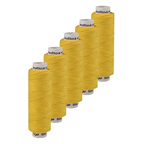 5x50m Leinen Garn Leinenzwirn Flachs Nähfaden robust strapazierfähig Farbwahl, Farbe:gelb 5x50m Leinen Garn Leinenzwirn Flachs Nähfaden robust strapazierfähig Farbwahl, Farbe:gelb von maDDma