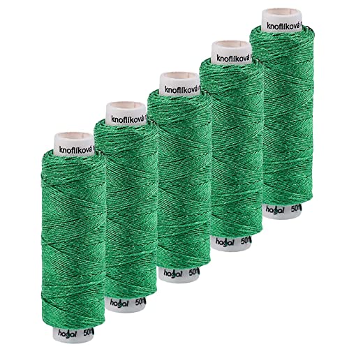 5x50m Leinen Garn Leinenzwirn Flachs Nähfaden robust strapazierfähig Farbwahl, Farbe:grün von maDDma