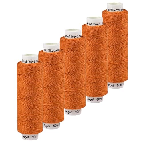 5x50m Leinen Garn Leinenzwirn Flachs Nähfaden robust strapazierfähig Farbwahl, Farbe:orange von maDDma