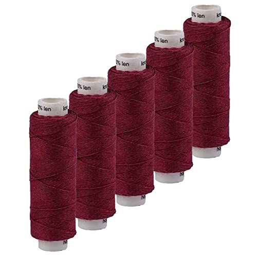 5x50m Leinen Garn Leinenzwirn Flachs Nähfaden robust strapazierfähig Farbwahl, Farbe:weinrot von maDDma