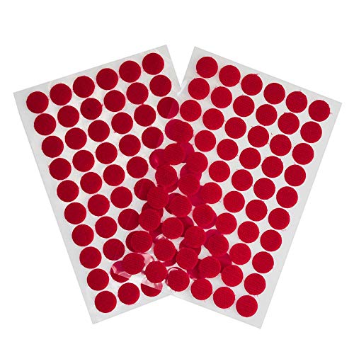 60 Klettpunkte 15mm Klettband-Punkte Klebepunkte Klettverschluss selbstklebend, Farbe:rot von maDDma
