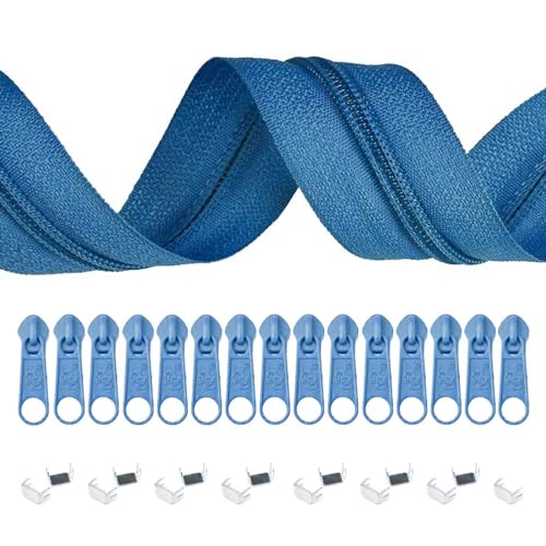 6m Endlos-Reißverschluss 5mm mit 15 Zippern und 15 Endstücke freie Farbwahl, Farbe:146 matrosenblau von maDDma